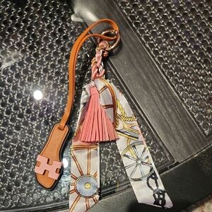 Elegant Pink and Brown Tassel Keychain